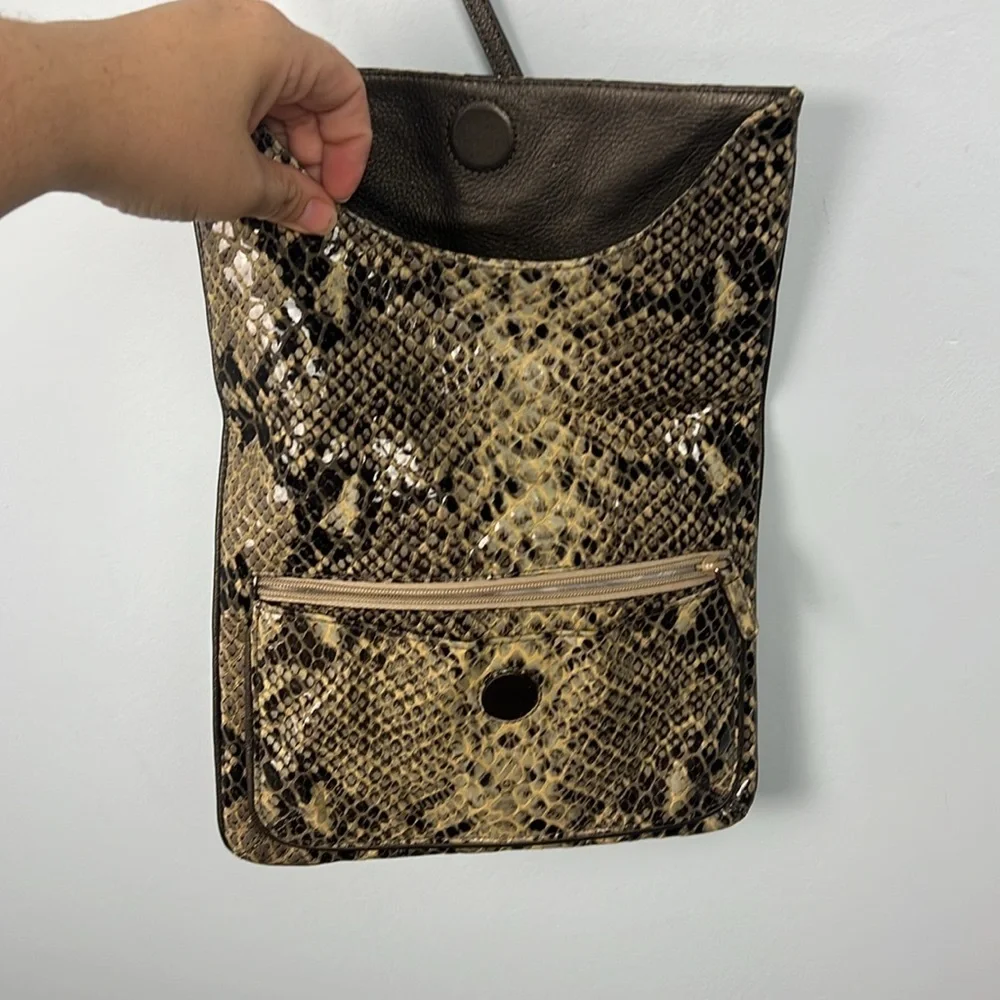 Brighton Snakeskin Crossbody Bag - Brown and Black